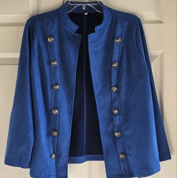 NEW FME Blue Decorative Button Women's Double Breasted Blazer Size XXL - Picture 4 of 12